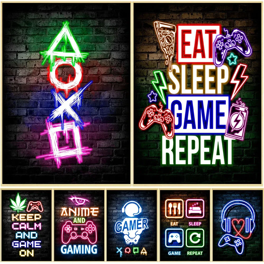 Игровые неоновые постеры «Ешь, – обзор и цена Gaming Accessories Wall